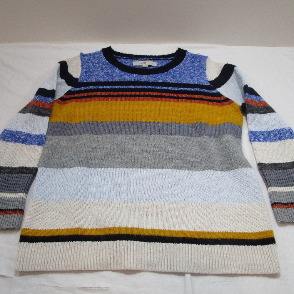 Loft M Striped Bonfire Sweater Cotton / Mohair